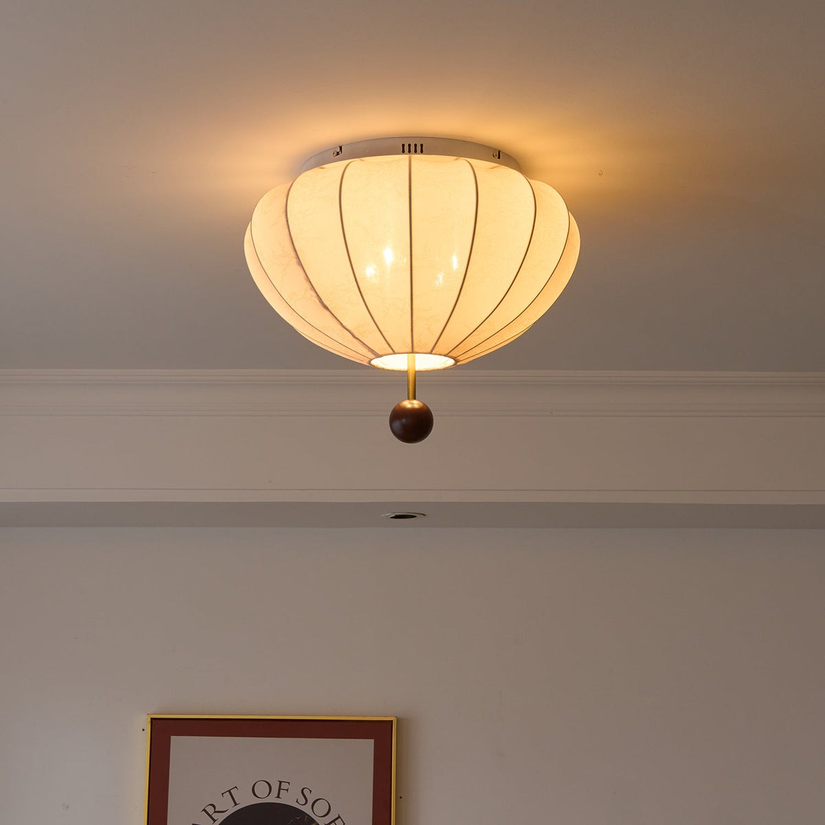 Rinelora Ceiling Light Wood Fabric Lantern
