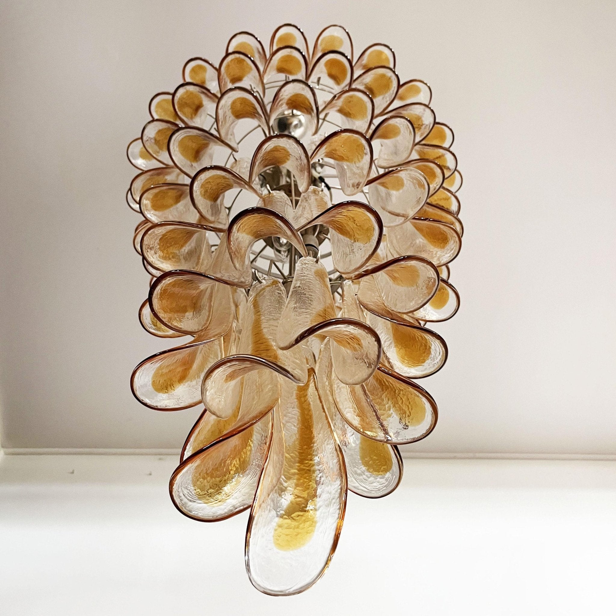 Eirinira Chandelier Gold Murano Glass Petals Layered Cascading