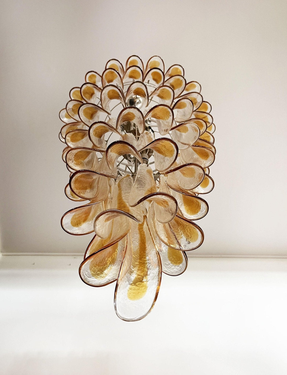 Eirinira Chandelier Gold Murano Glass Petals Layered Cascading