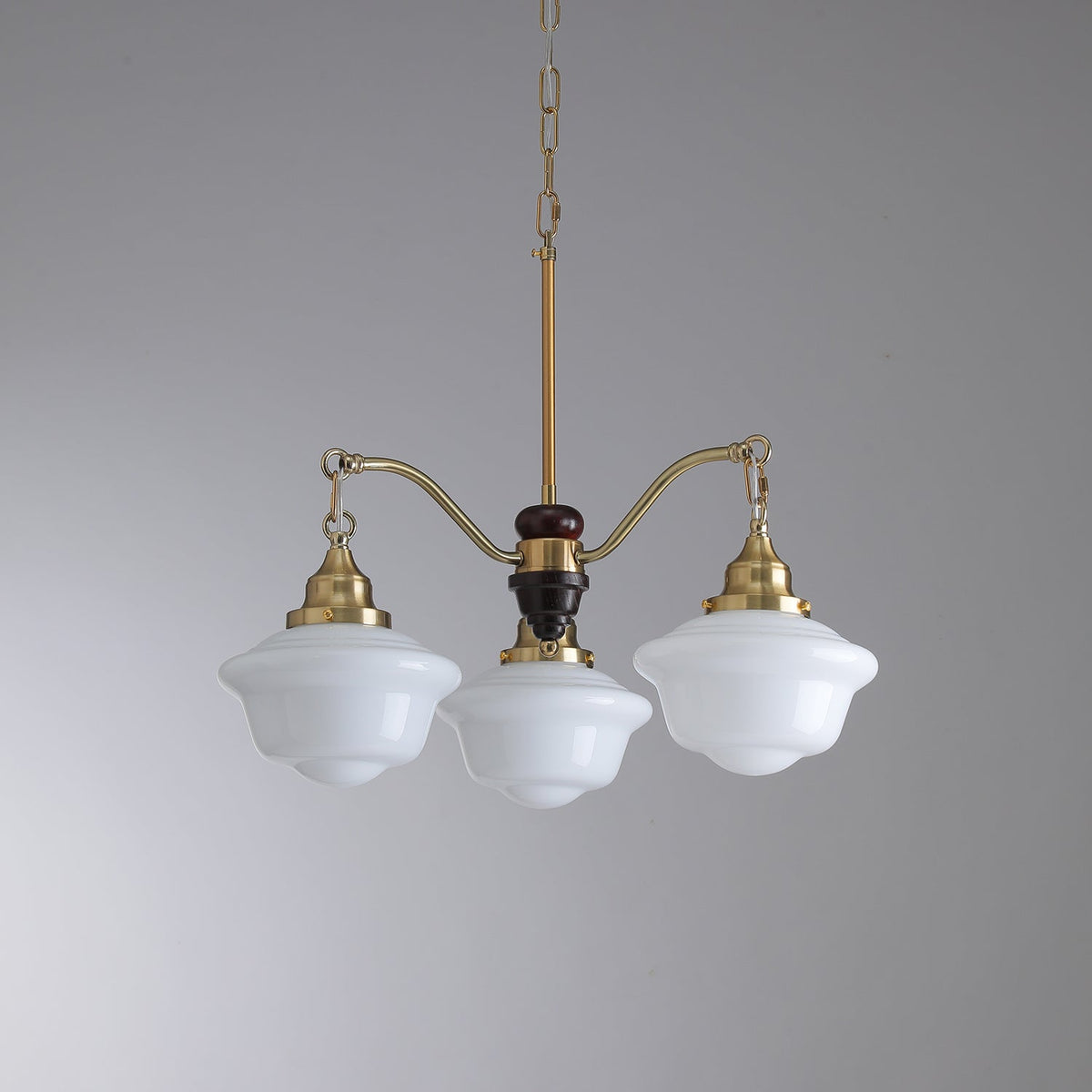 Syloira Chandelier Brass Wood Frosted Glass Classic