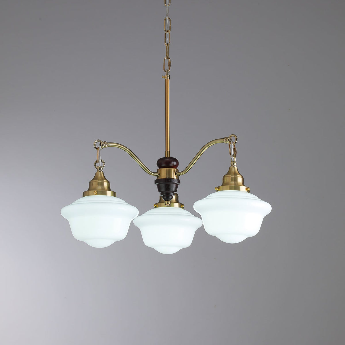 Syloira Chandelier Brass Wood Frosted Glass Classic