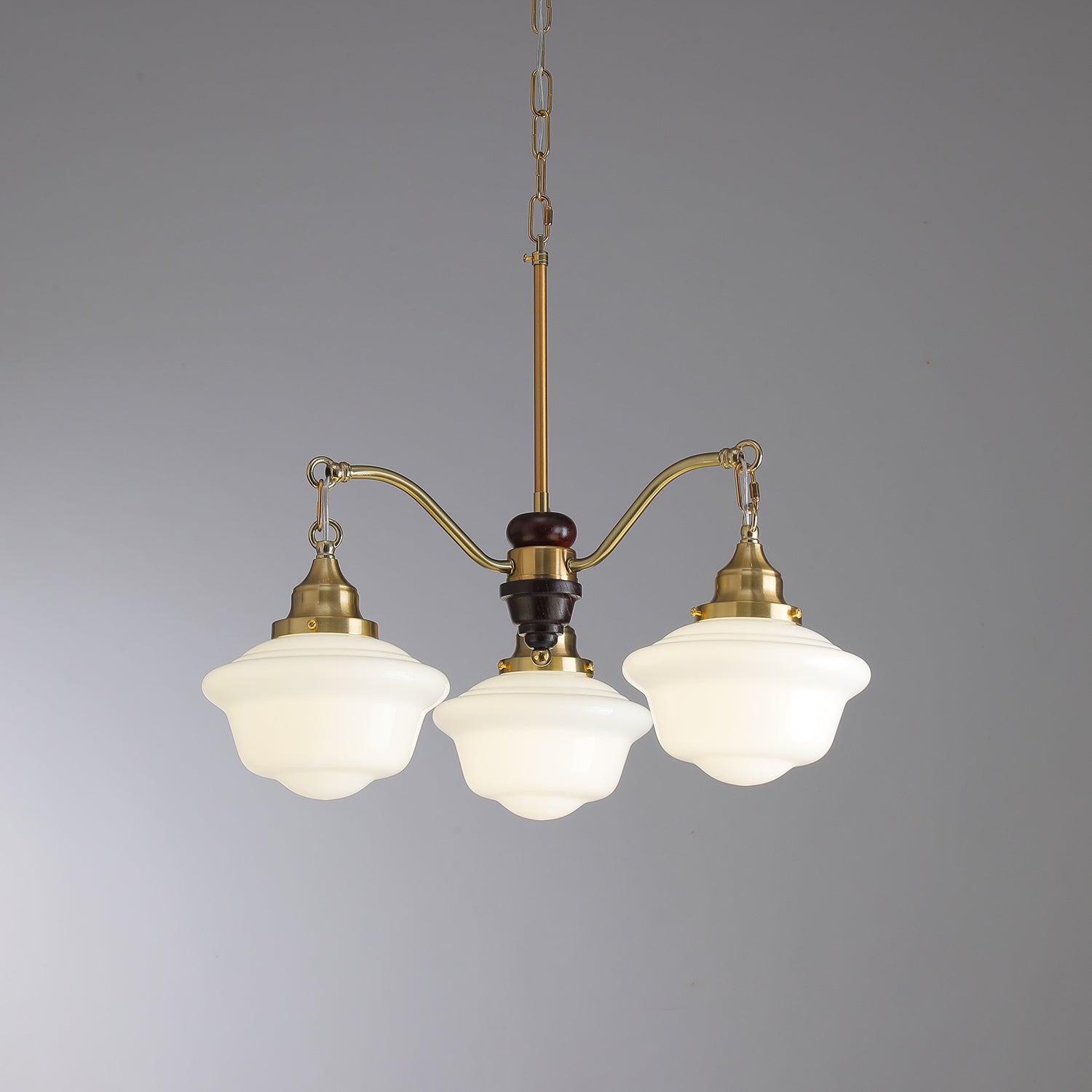Syloira Chandelier Brass Wood Frosted Glass Classic