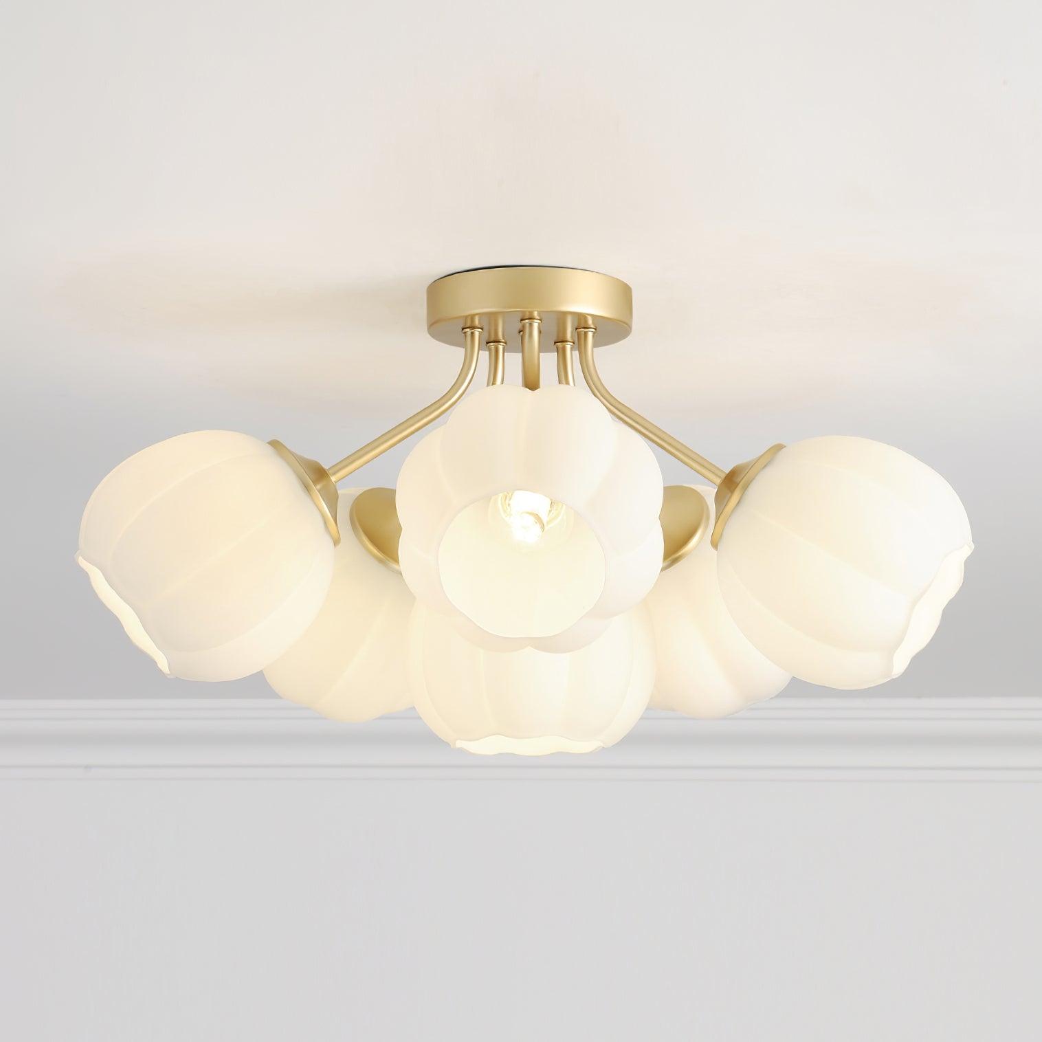 Ceiling Light Petal Globe Cluster Soft Glow Romantic Floral - Neutral Decor