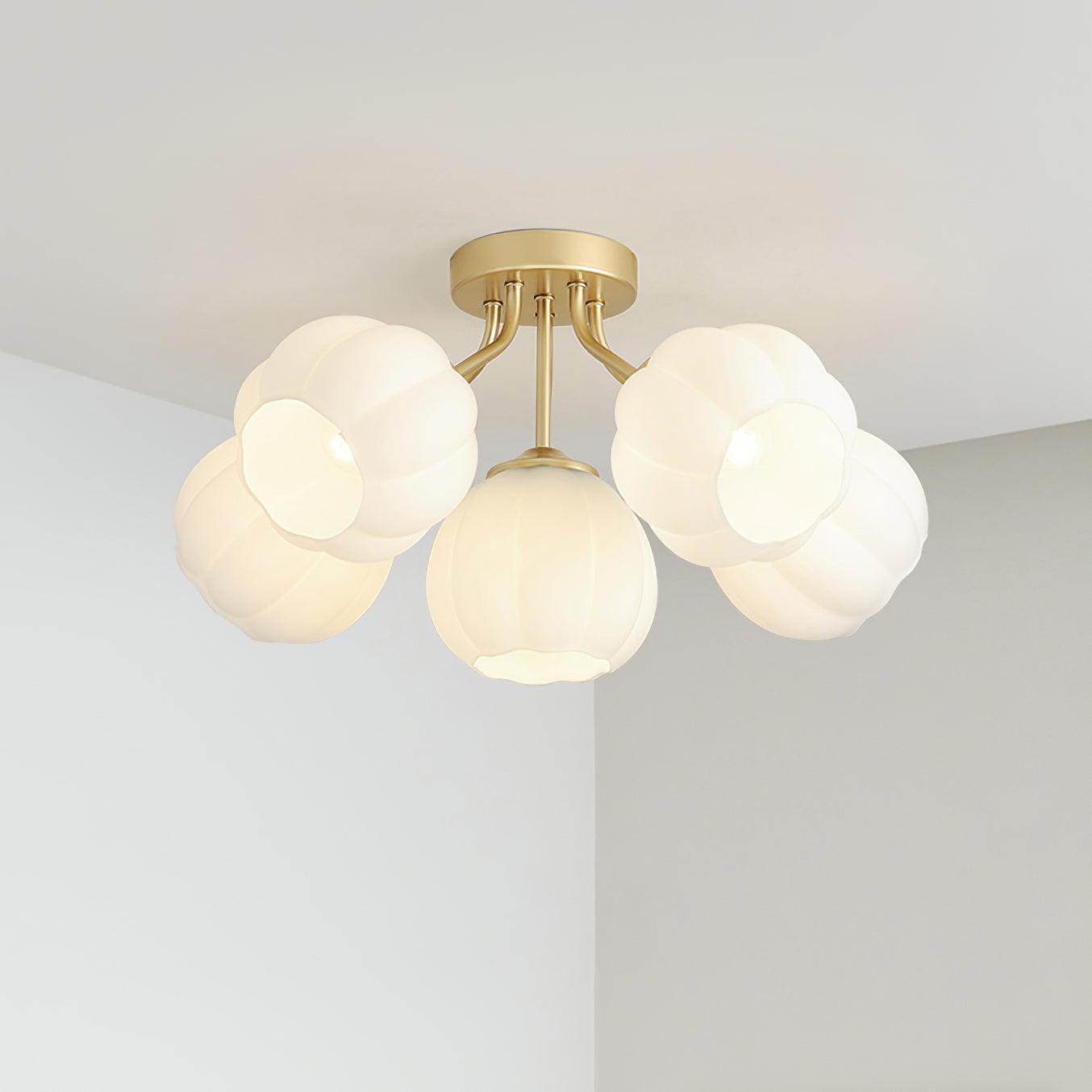 Ceiling Light Petal Globe Cluster Soft Glow Romantic Floral - Neutral Decor