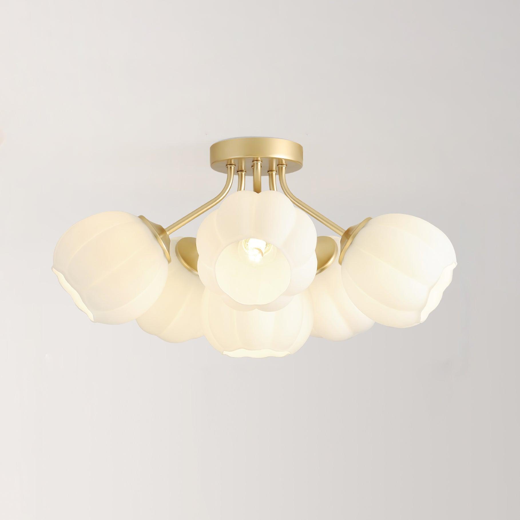 Ceiling Light Petal Globe Cluster Soft Glow Romantic Floral - Neutral Decor