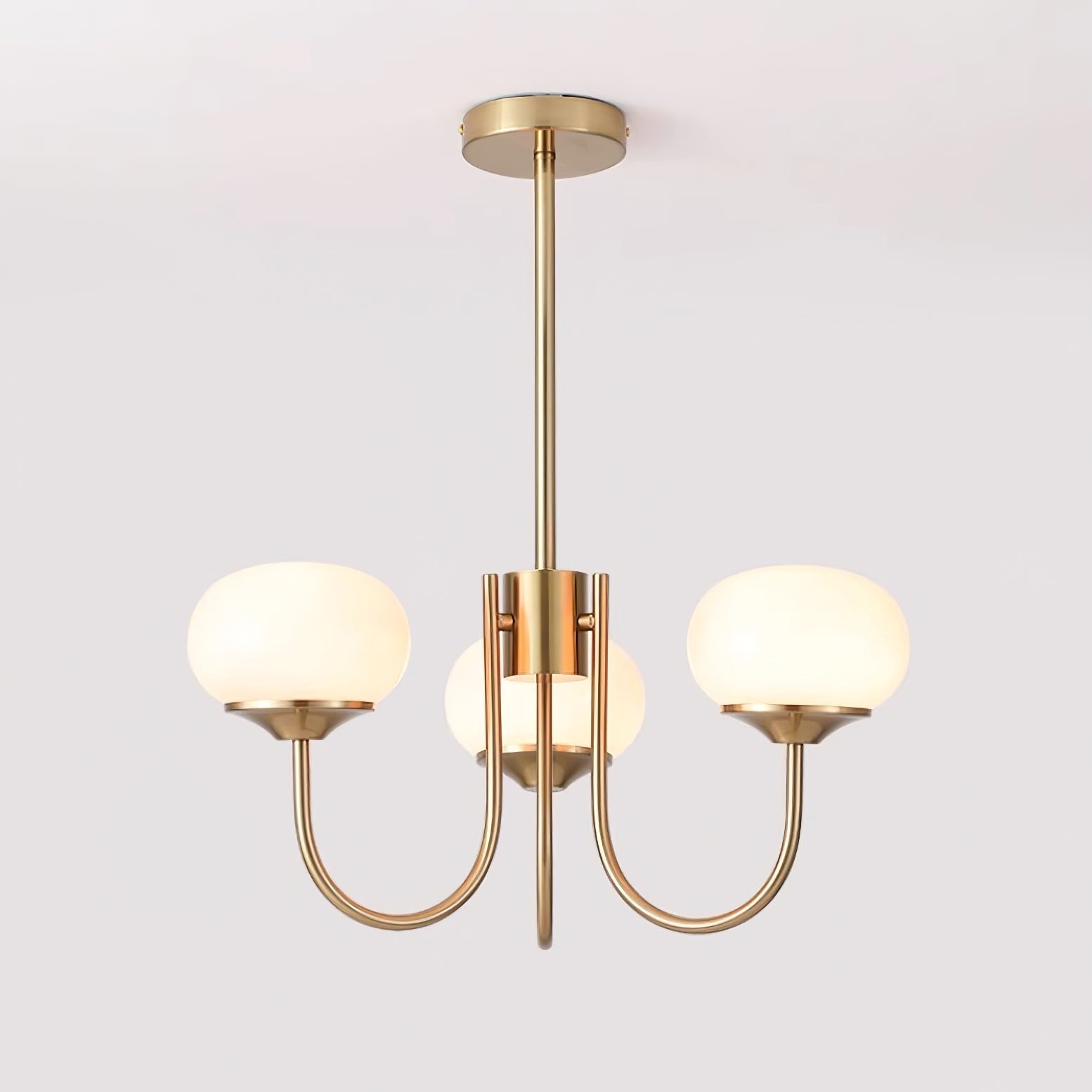 Lustra Chandelier Pink Glass Globe Gold - Neutral Decor