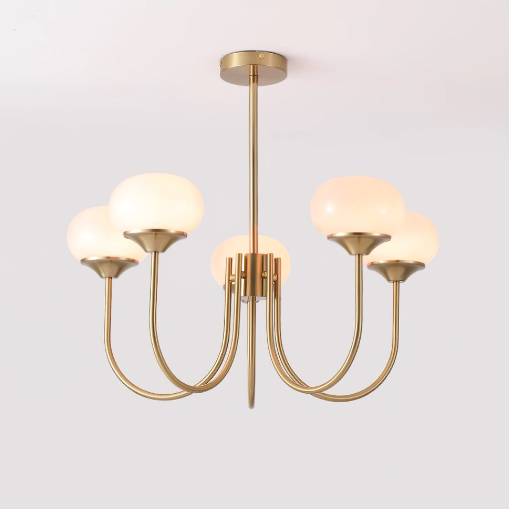 Lustra Chandelier Pink Glass Globe Gold - Neutral Decor
