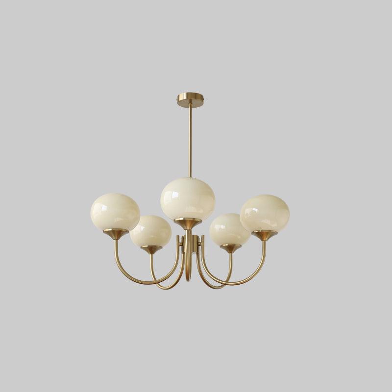 Lustra Chandelier Pink Glass Globe Gold - Neutral Decor