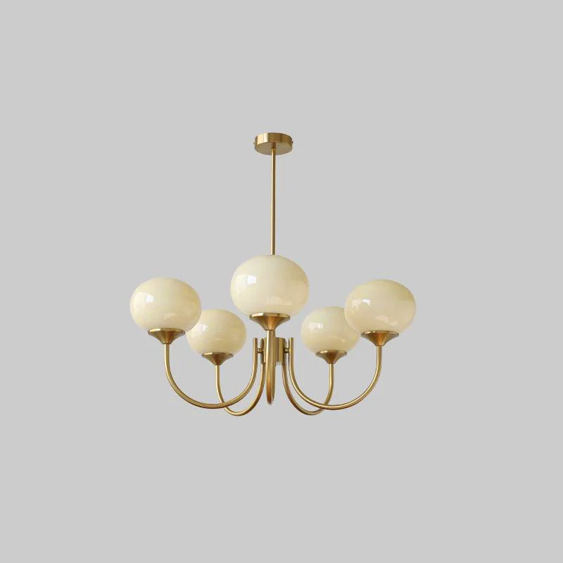 Lustra Chandelier Pink Glass Globe Gold - Neutral Decor