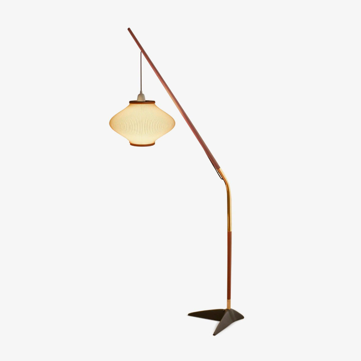 Ervenil Mid Century Wood & Glass Floor Lamp