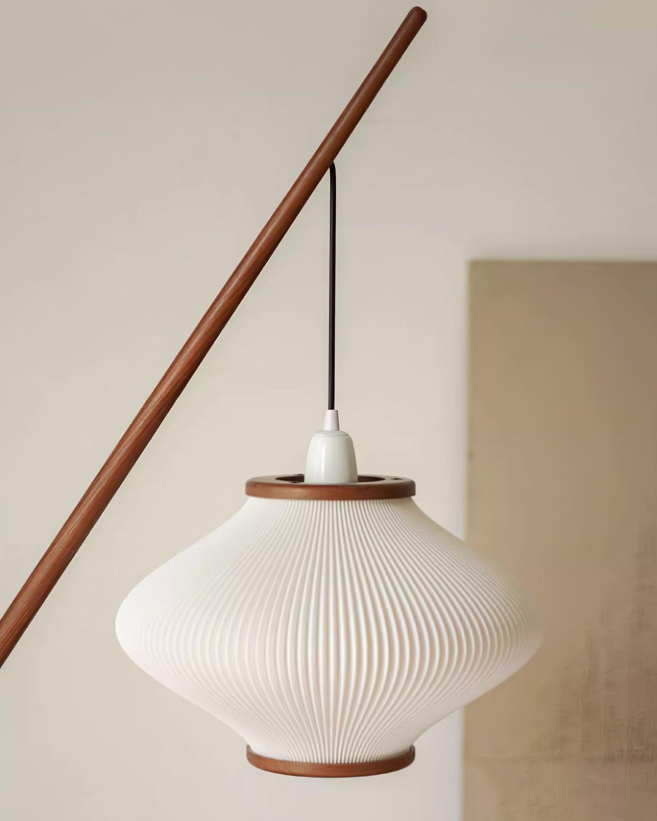 Ervenil Mid Century Wood & Glass Floor Lamp