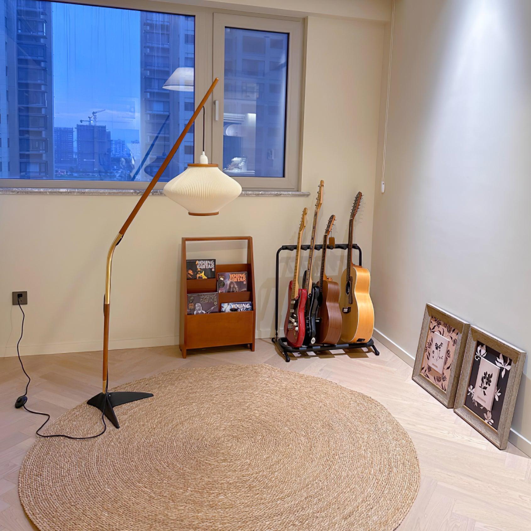 Ervenil Mid Century Wood & Glass Floor Lamp