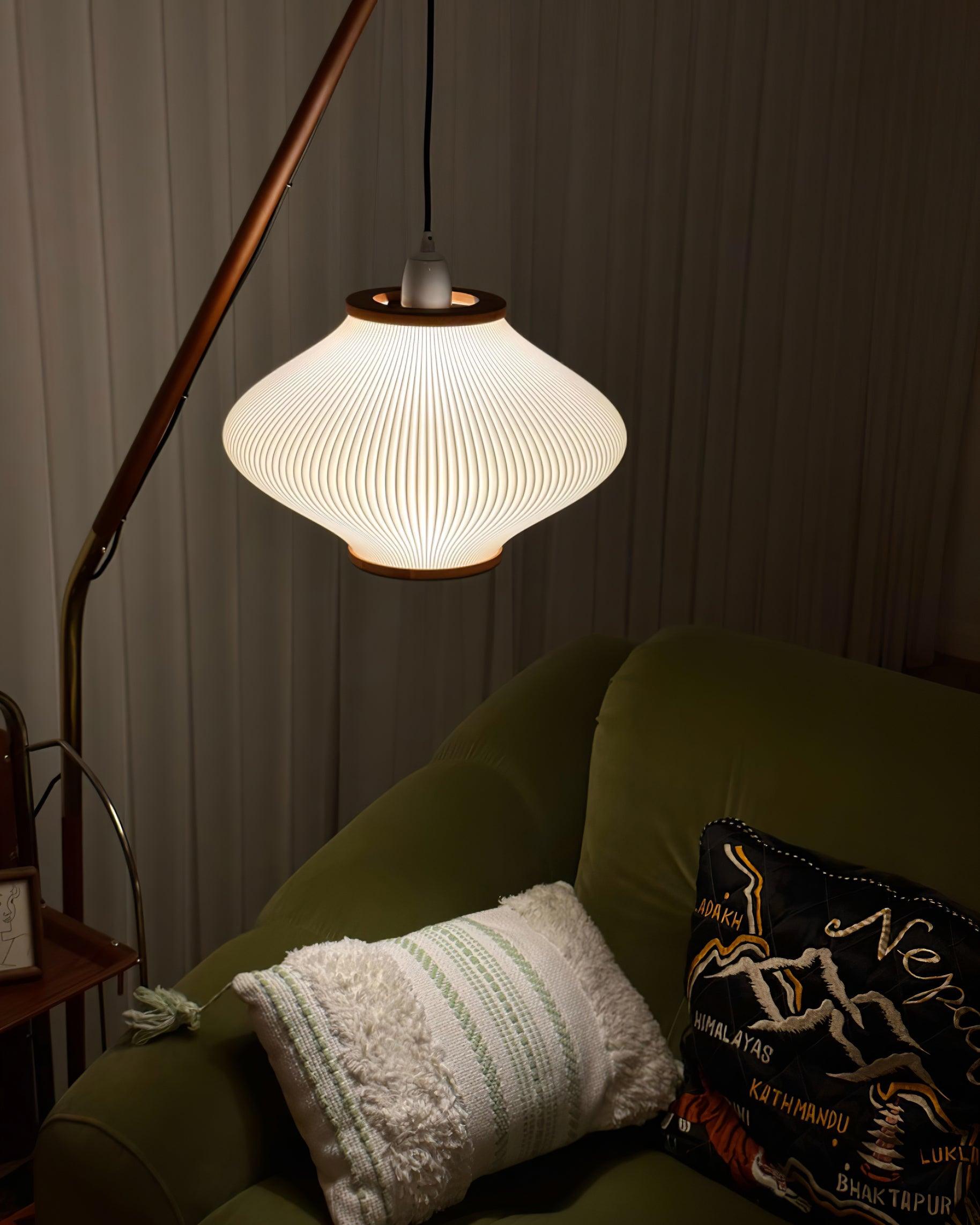 Ervenil Mid Century Wood & Glass Floor Lamp
