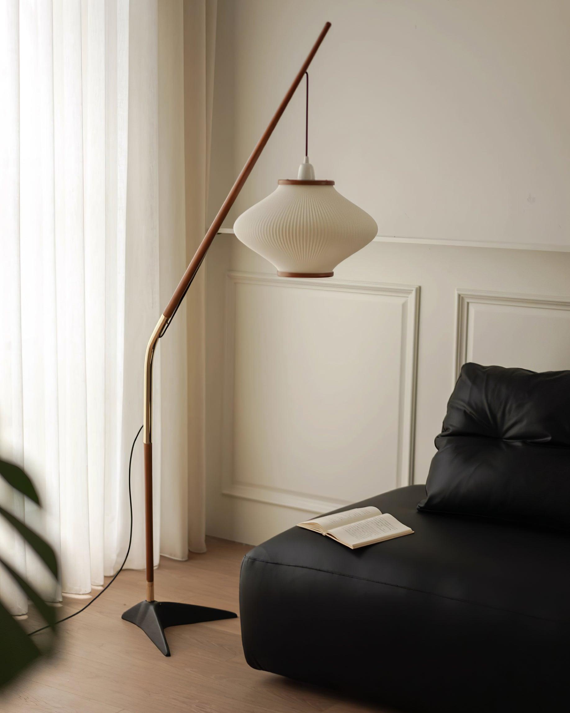 Ervenil Mid Century Wood & Glass Floor Lamp