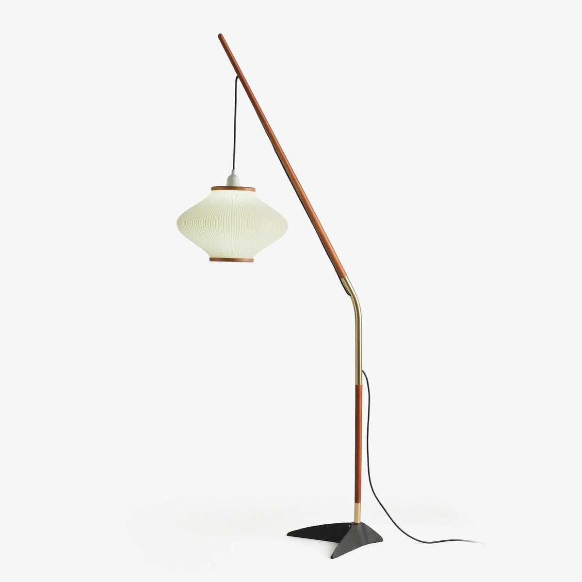 Ervenil Mid Century Wood & Glass Floor Lamp