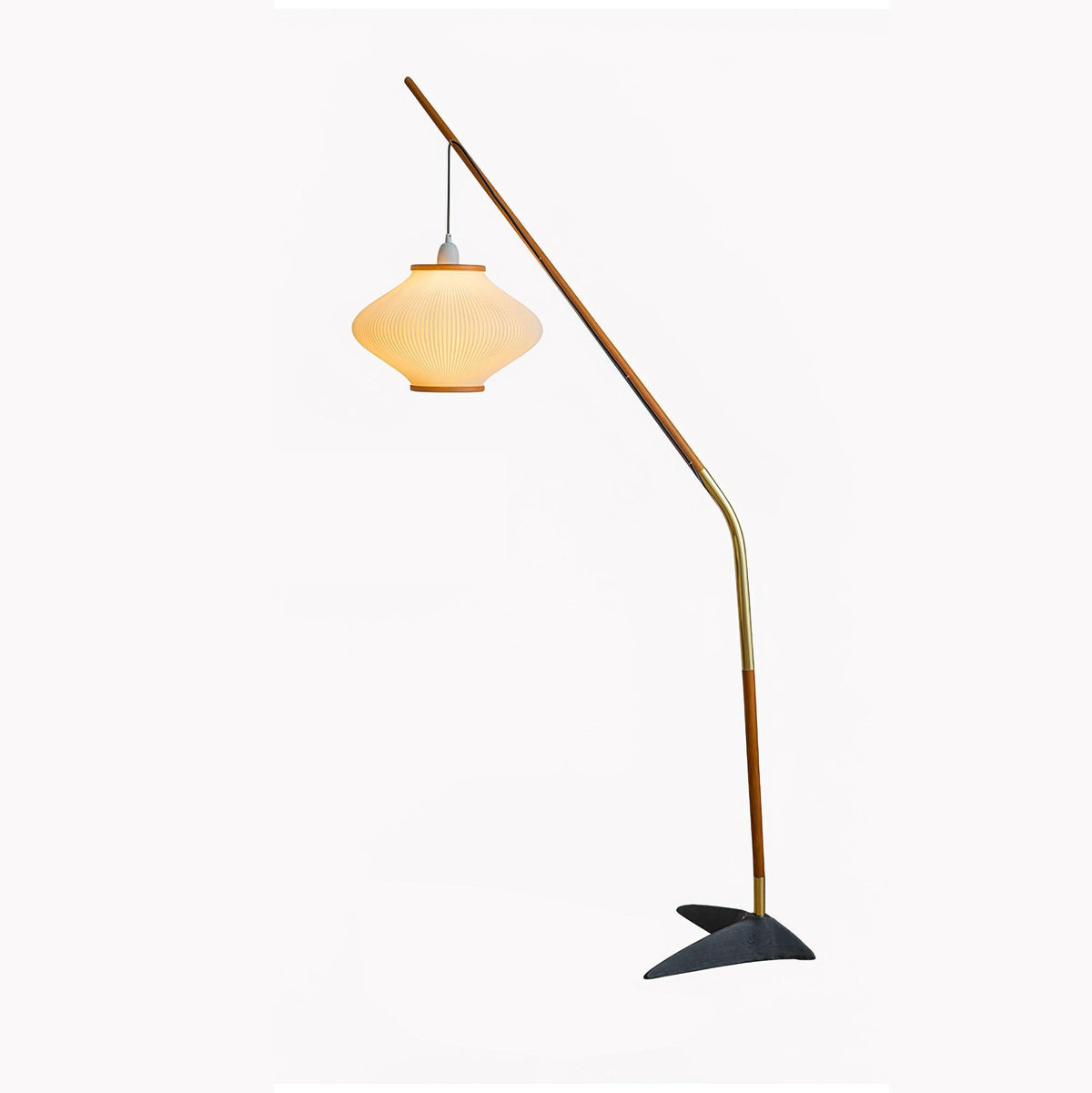 Ervenil Mid Century Wood & Glass Floor Lamp
