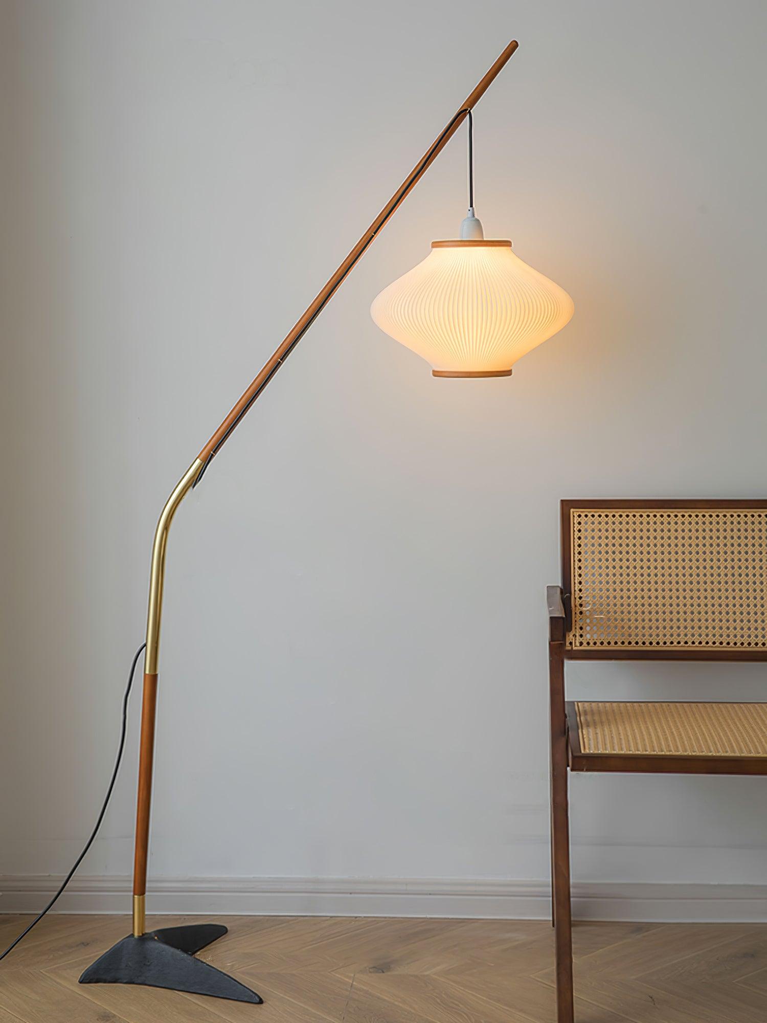 Ervenil Mid Century Wood & Glass Floor Lamp