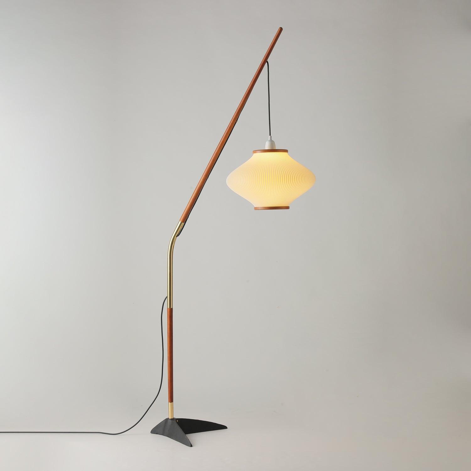 Ervenil Mid Century Wood & Glass Floor Lamp