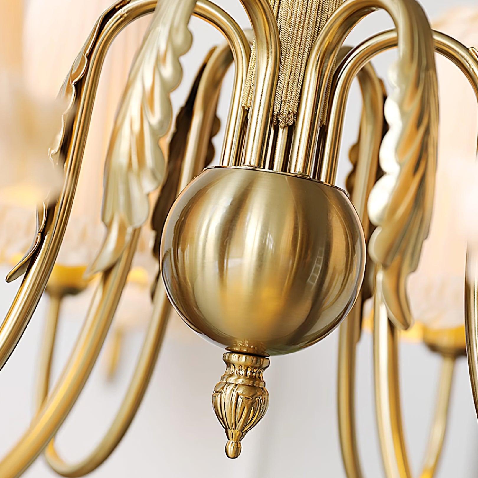 Faylin Vintage Brass Chandelier with Pleated Shades - Neutral Decor