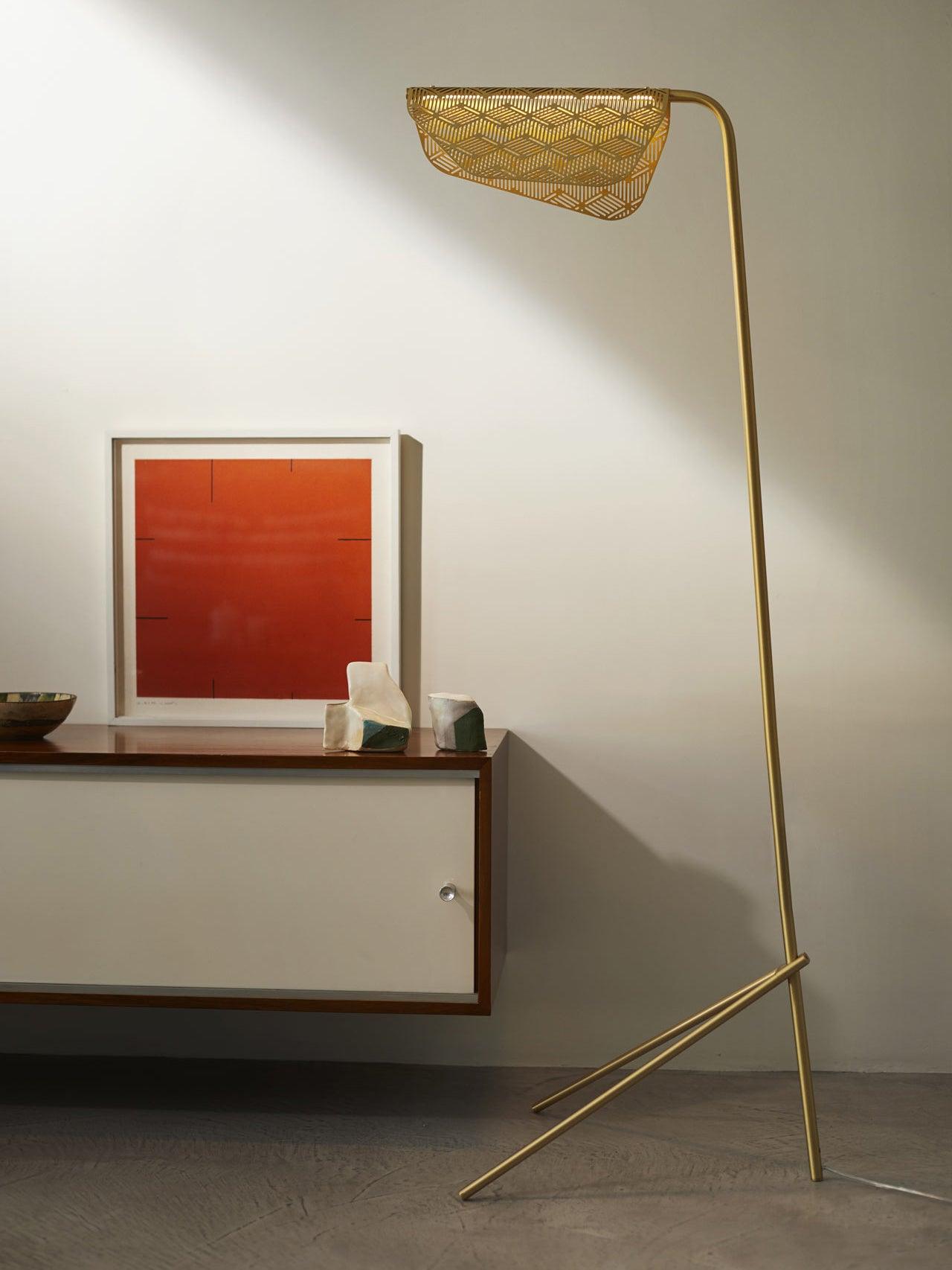 Triad Gold Geometric Floor Lamp