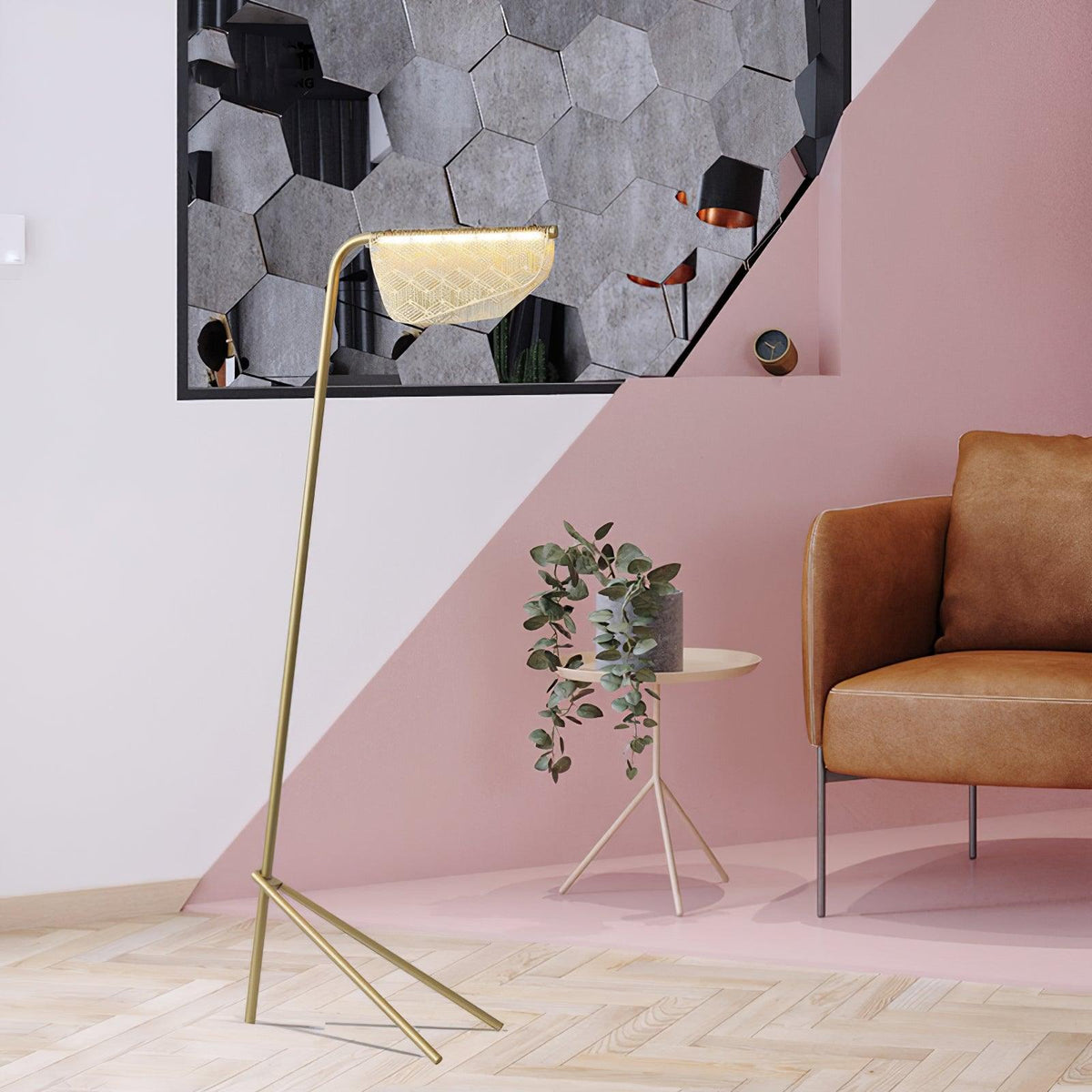 Triad Gold Geometric Floor Lamp