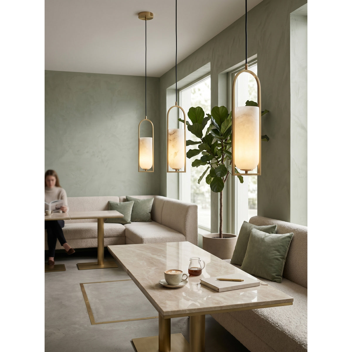 Svala Arch Alabaster Pendant Light