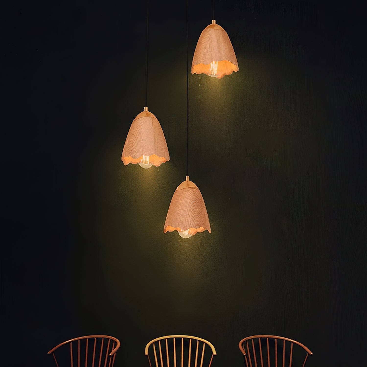 Sartin Modern Minimalist Bell Wood Pendant Lamp