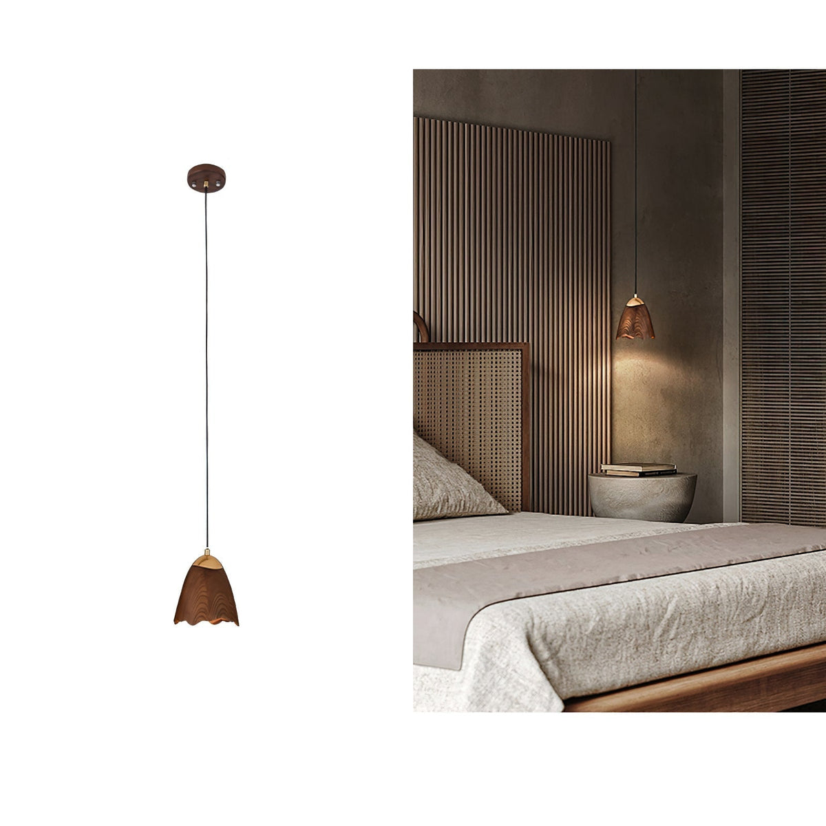 Sartin Modern Minimalist Bell Wood Pendant Lamp