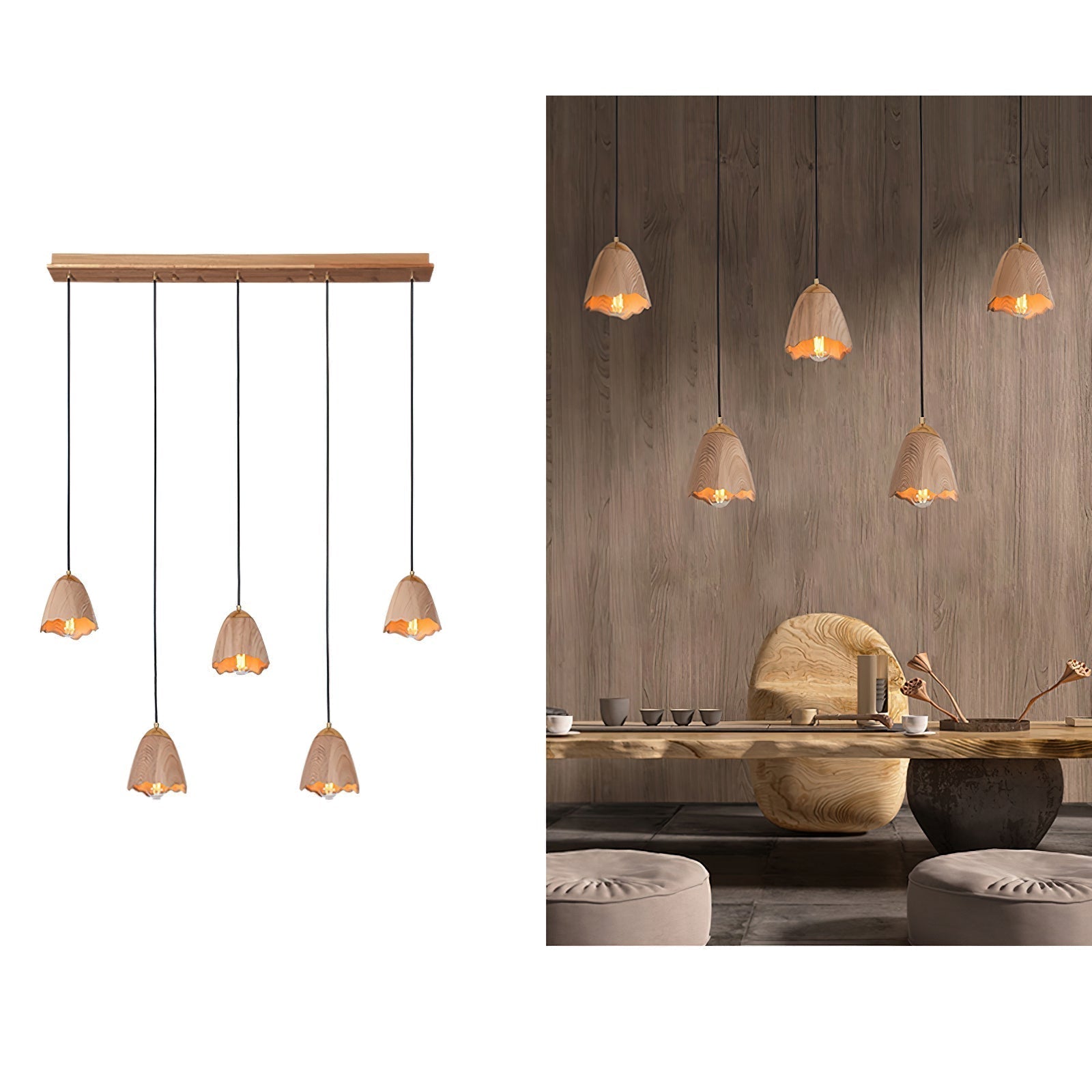 Sartin Modern Minimalist Bell Wood Pendant Lamp
