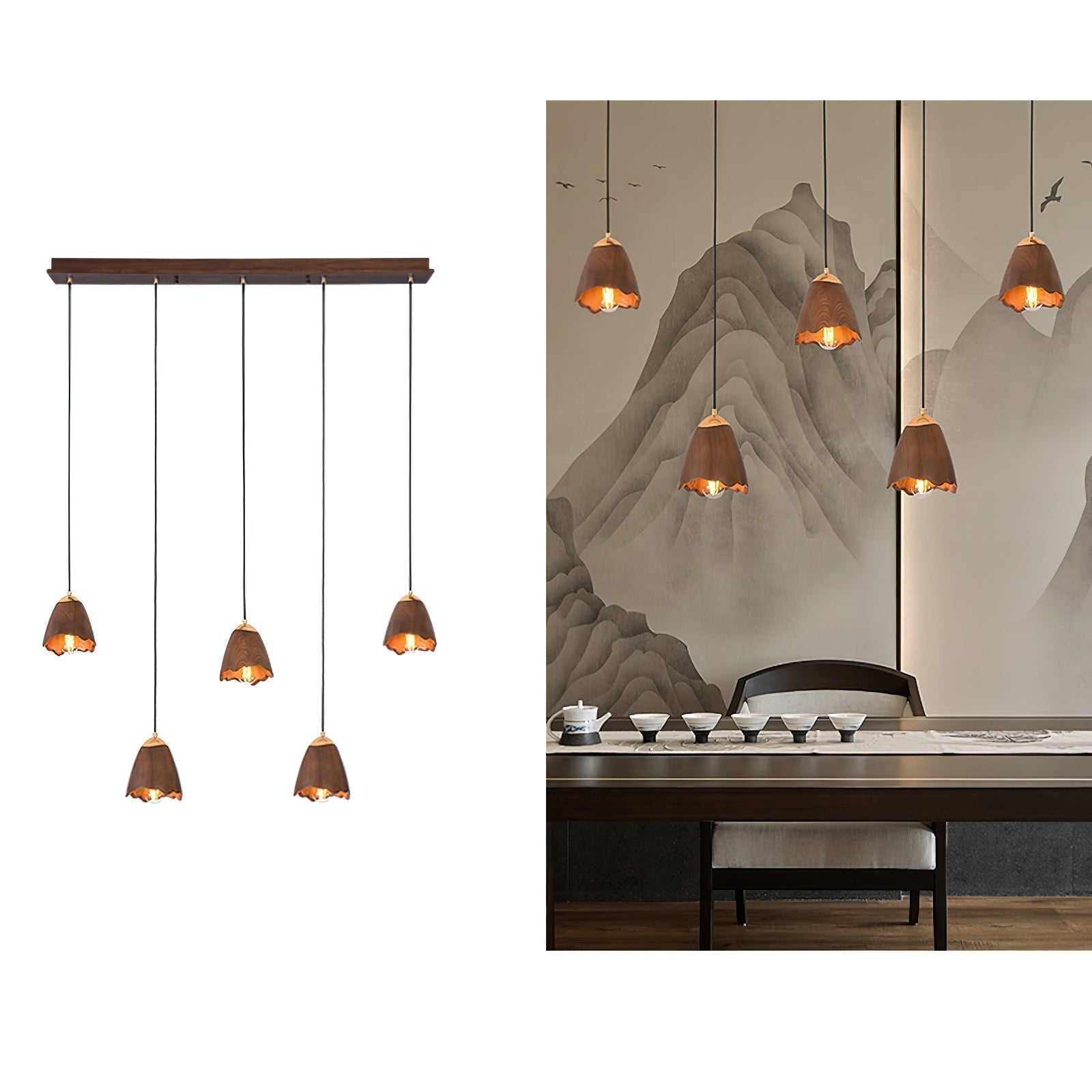 Sartin Modern Minimalist Bell Wood Pendant Lamp