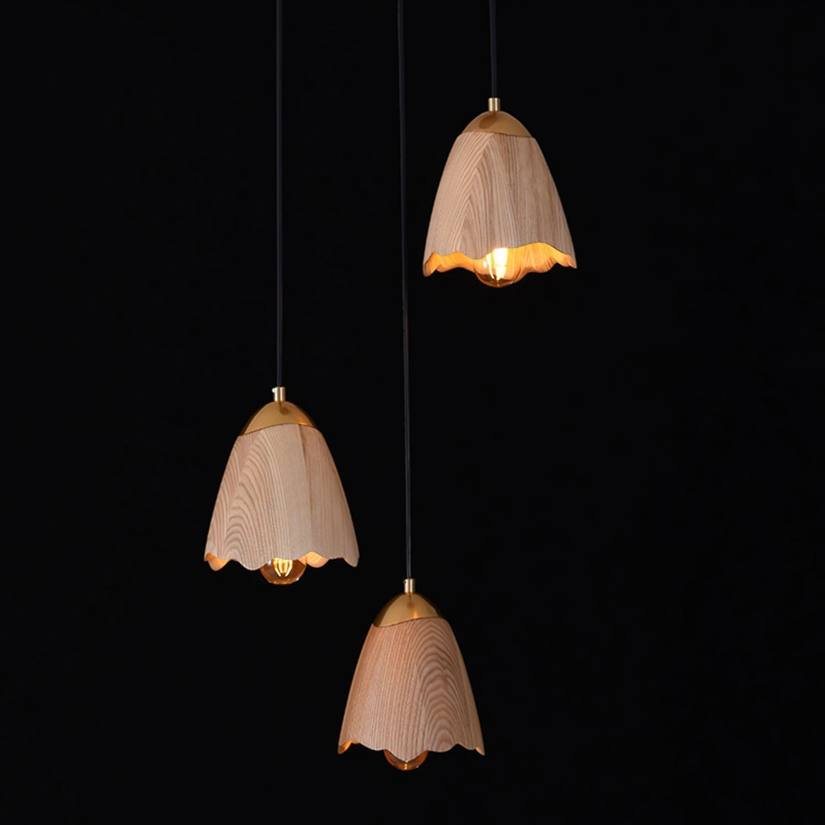 Sartin Modern Minimalist Bell Wood Pendant Lamp