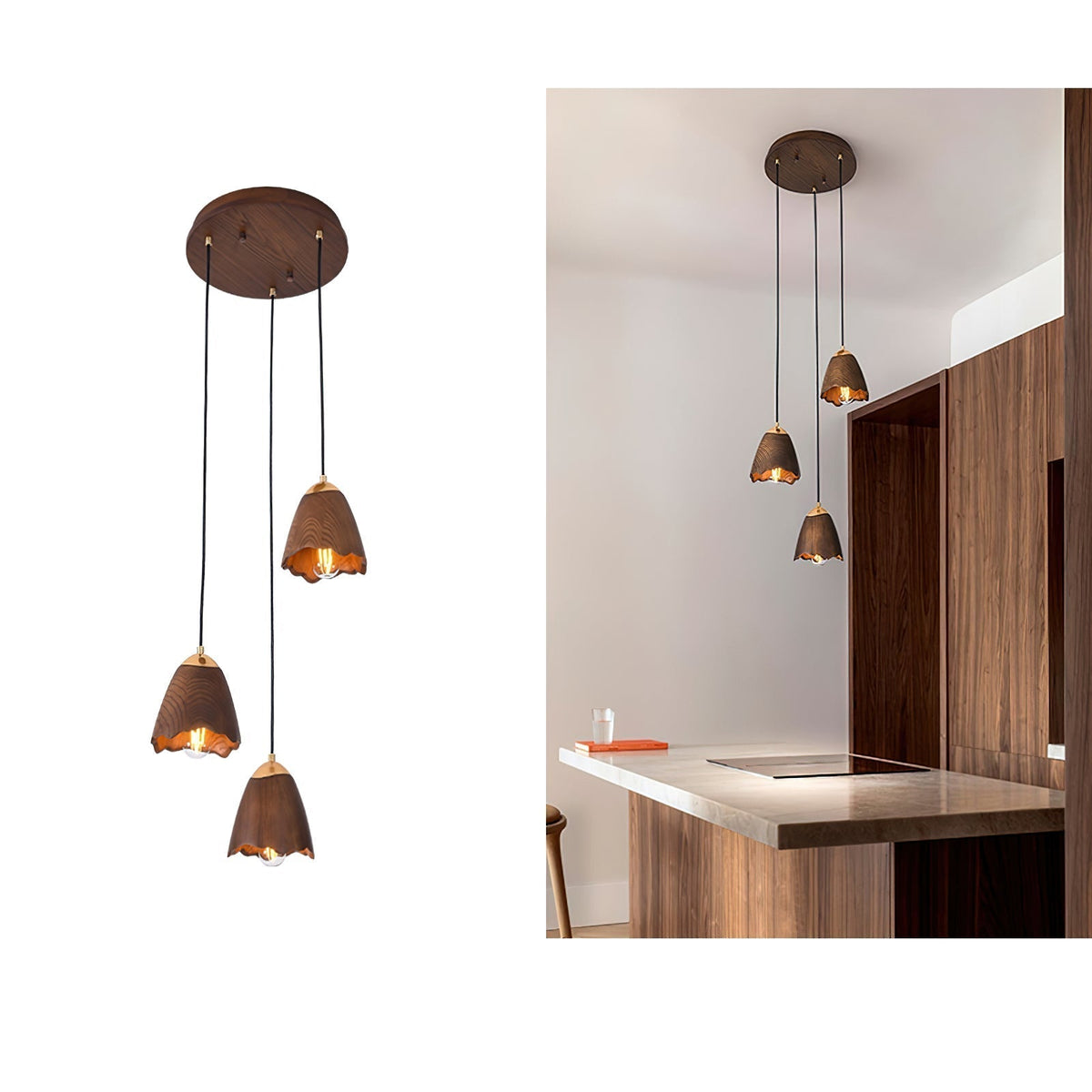 Sartin Modern Minimalist Bell Wood Pendant Lamp