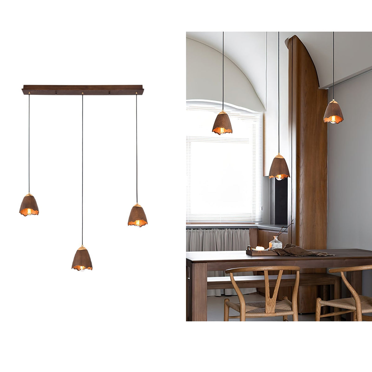 Sartin Modern Minimalist Bell Wood Pendant Lamp