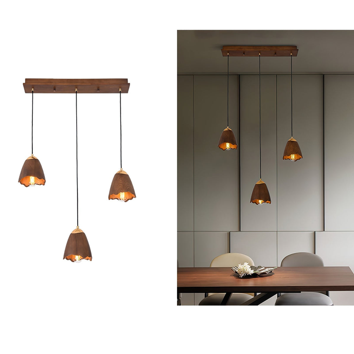 Sartin Modern Minimalist Bell Wood Pendant Lamp