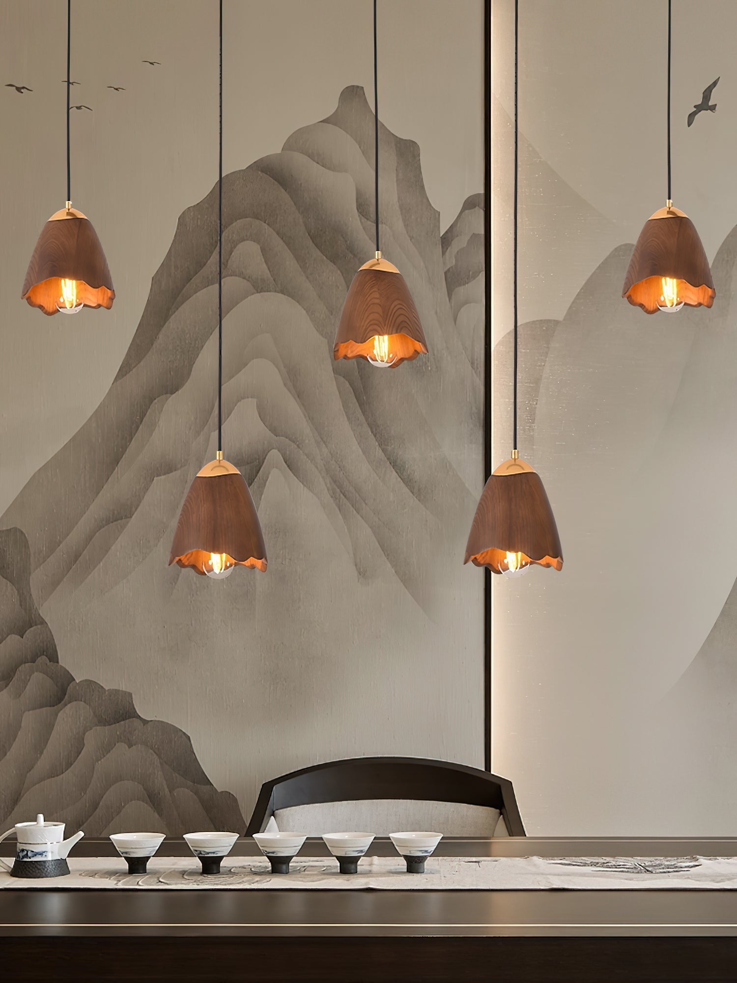 Sartin Modern Minimalist Bell Wood Pendant Lamp