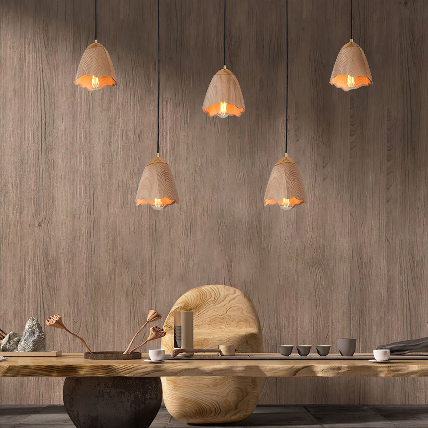 Sartin Modern Minimalist Bell Wood Pendant Lamp