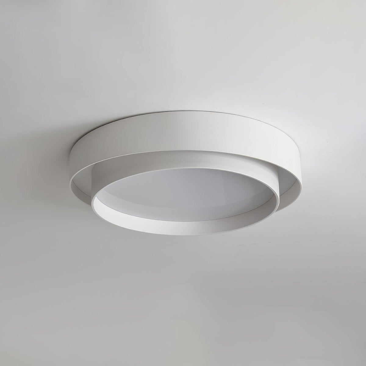 Cassia Ceiling Lamp Double Ring Gray & Black & White Cylinder Shape