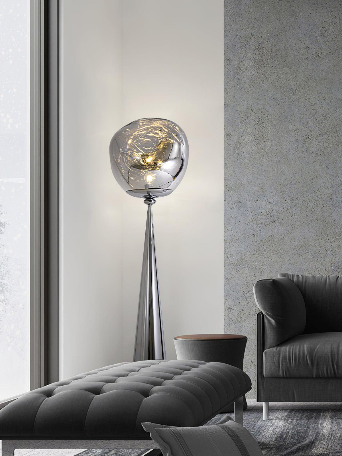 Ovexin Gray Contemporary Floor Lamp