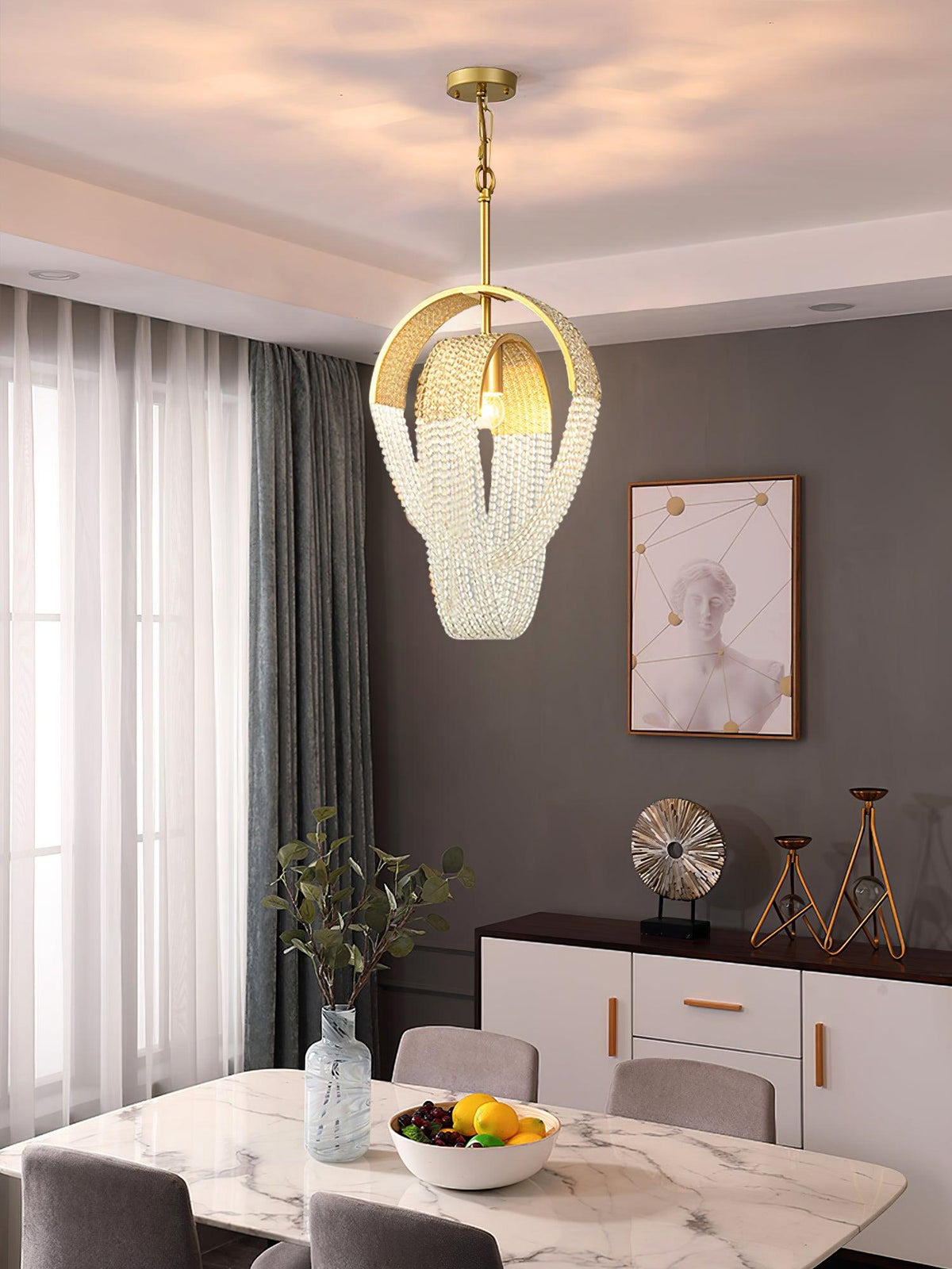 Siv Chandelier Mesh Crystal Gold Waterfall Sparkle