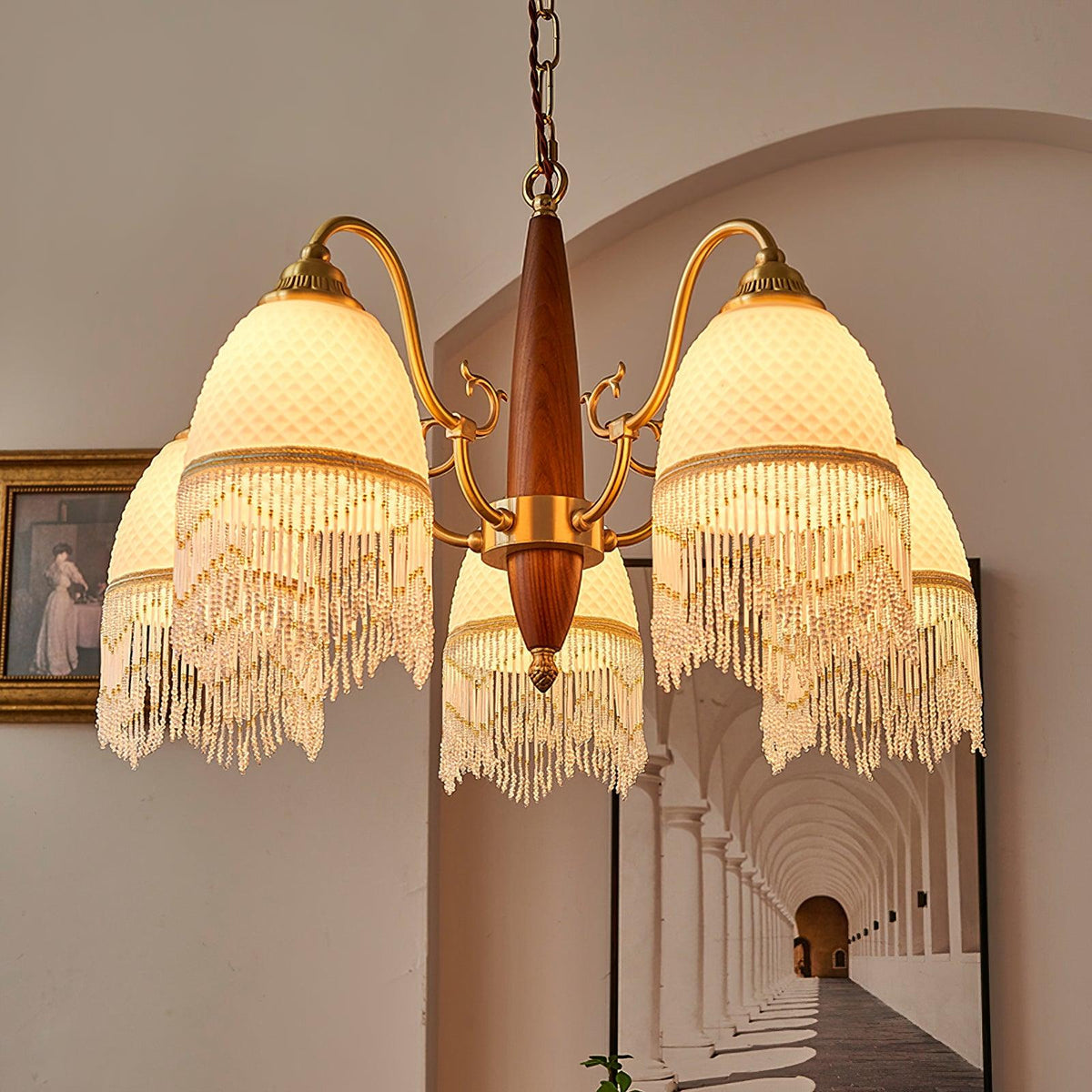 Yave Chandelier Tassel Glass Vintage