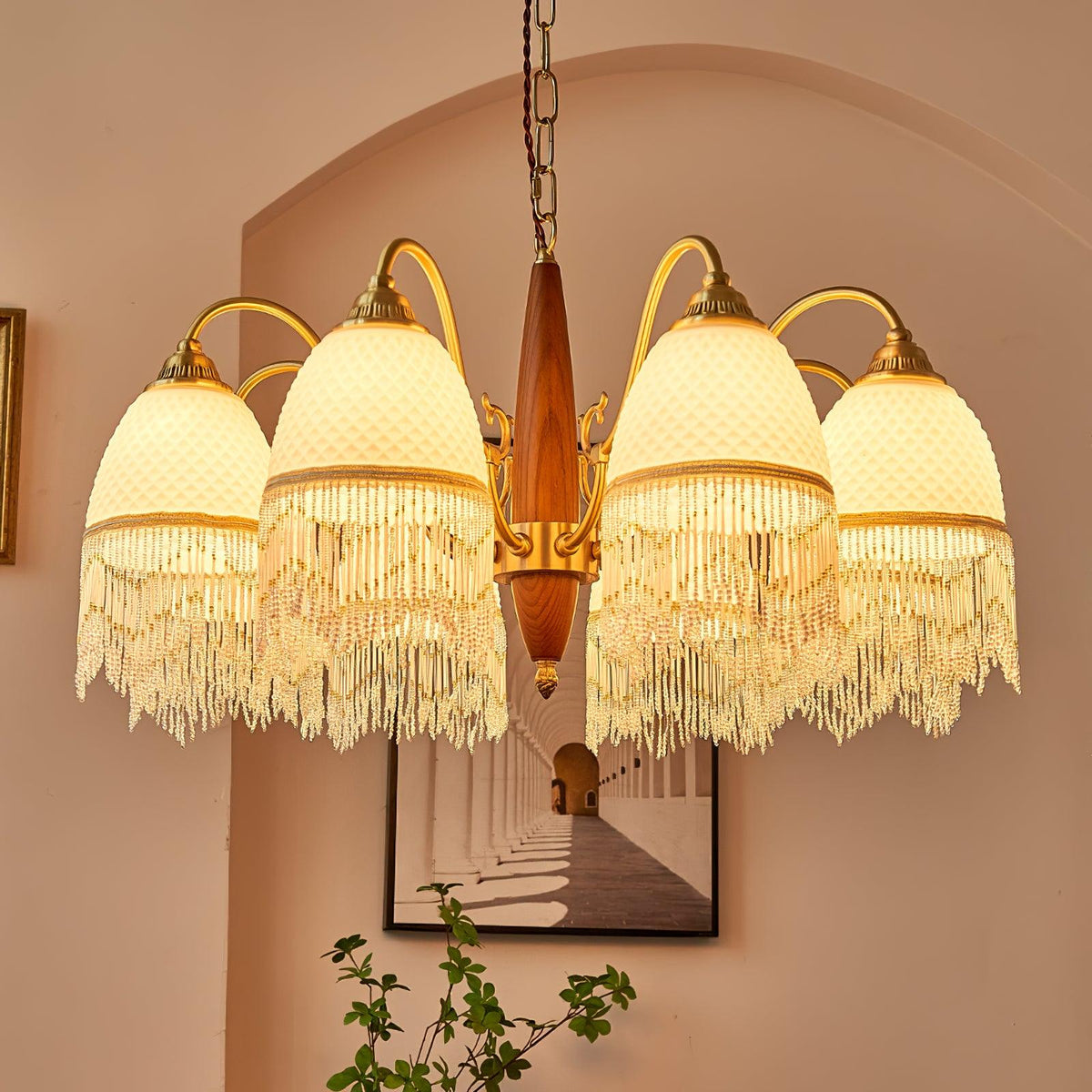 Yave Chandelier Tassel Glass Vintage