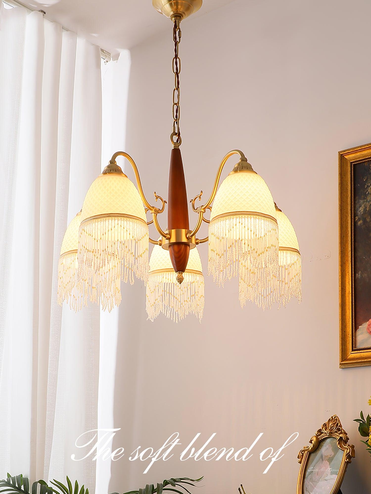 Yave Chandelier Tassel Glass Vintage