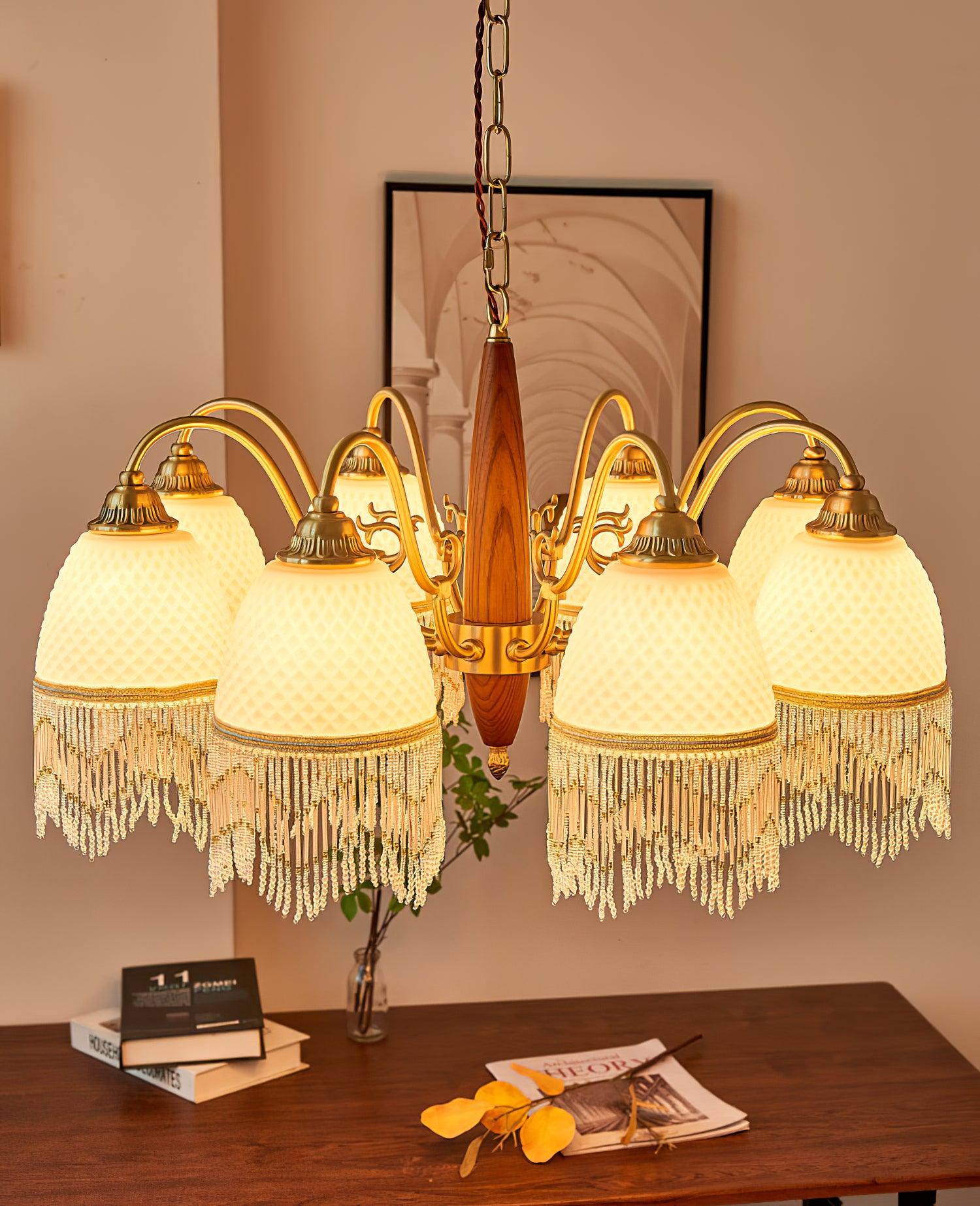 Yave Chandelier Tassel Glass Vintage