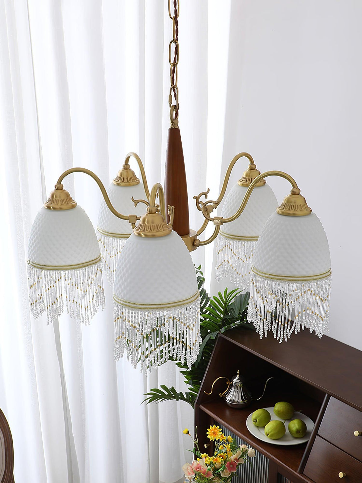 Yave Chandelier Tassel Glass Vintage