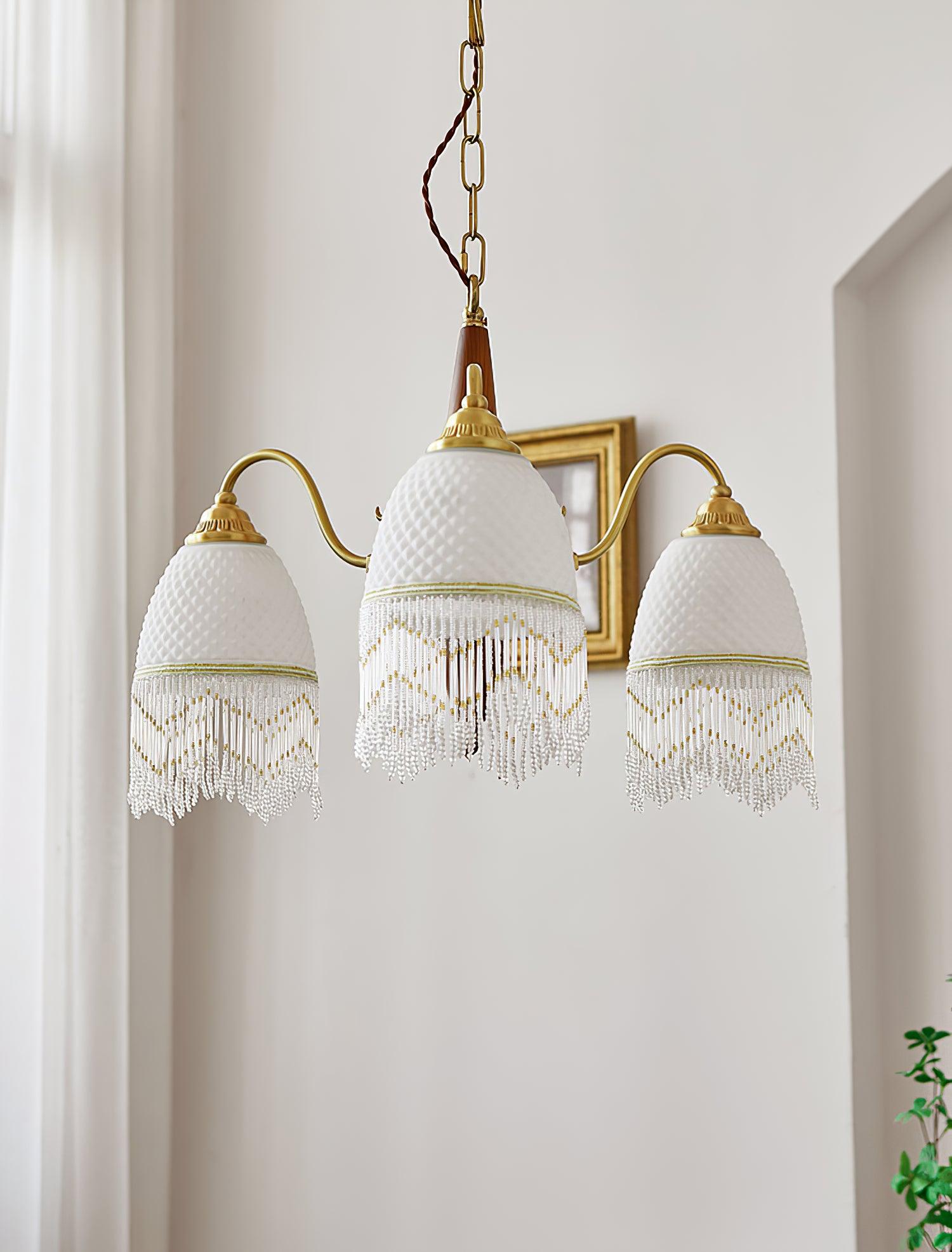 Yave Chandelier Tassel Glass Vintage