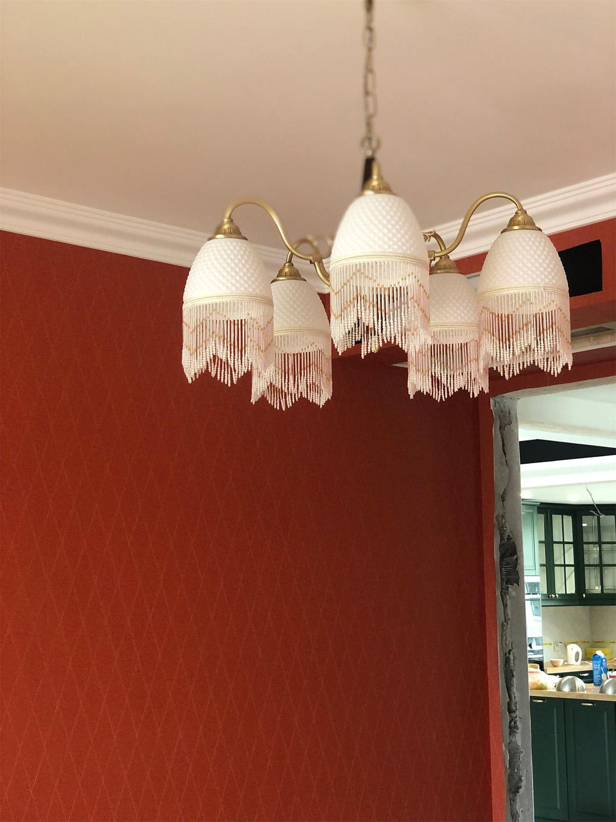Yave Chandelier Tassel Glass Vintage
