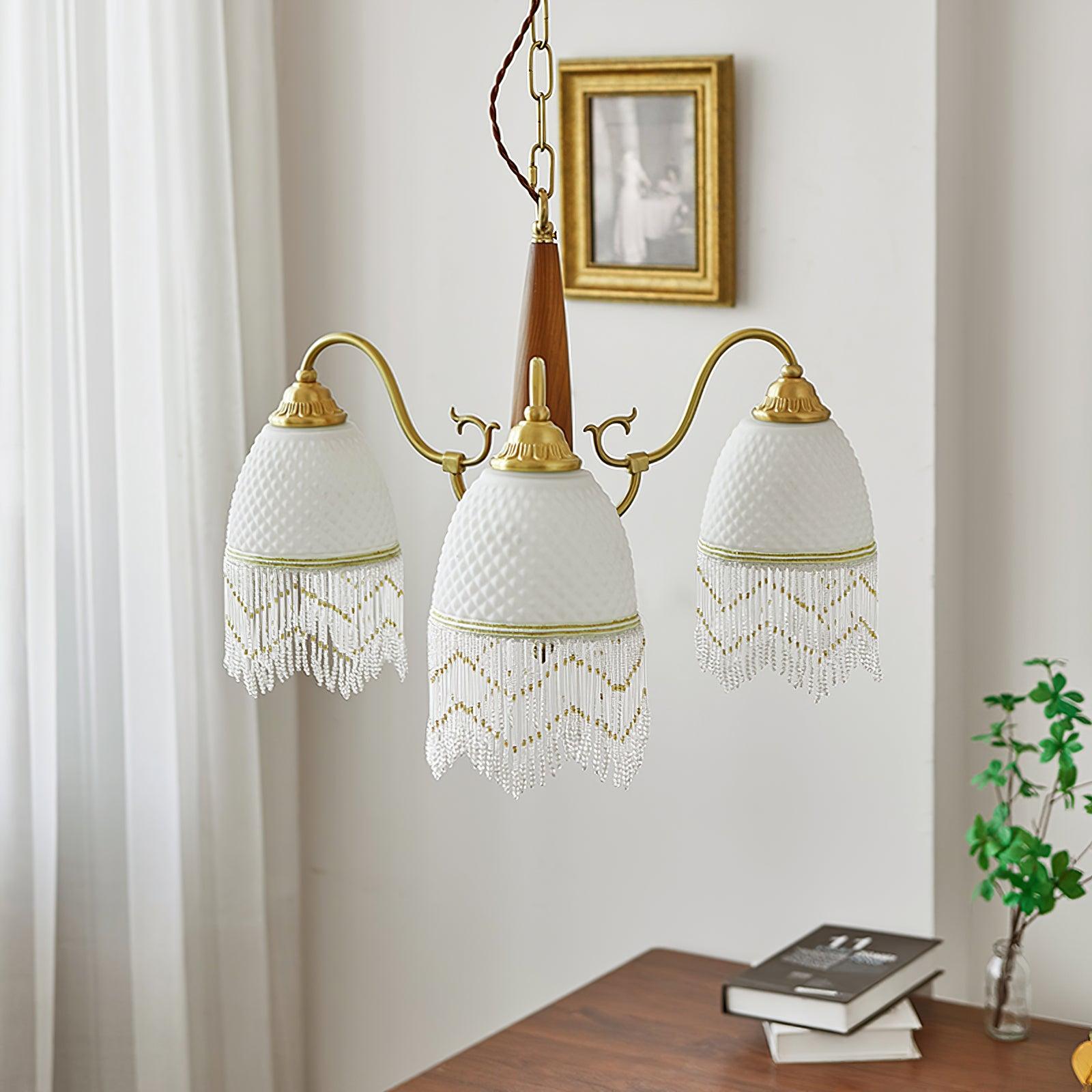 Yave Chandelier Tassel Glass Vintage