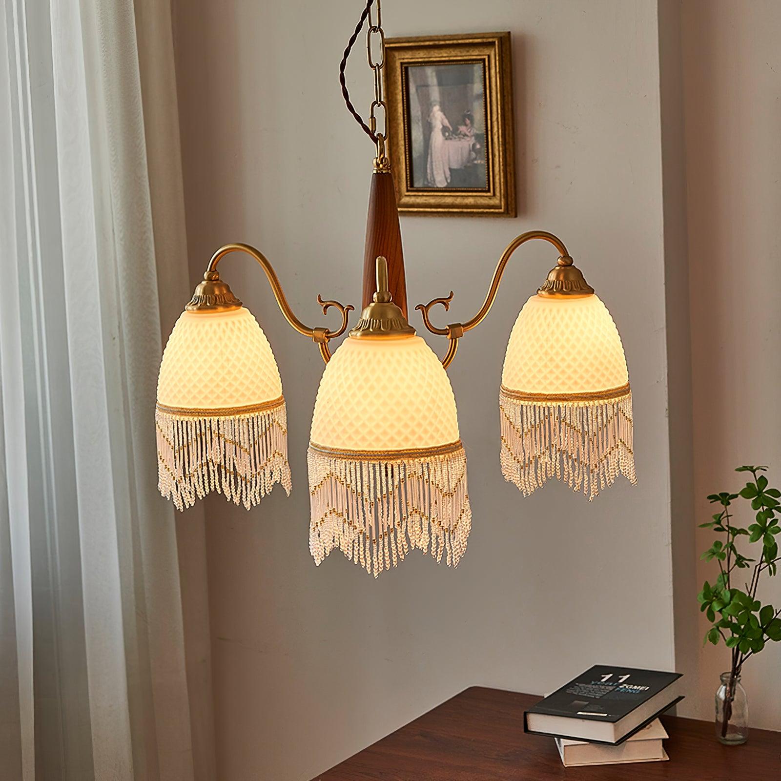 Yave Chandelier Tassel Glass Vintage