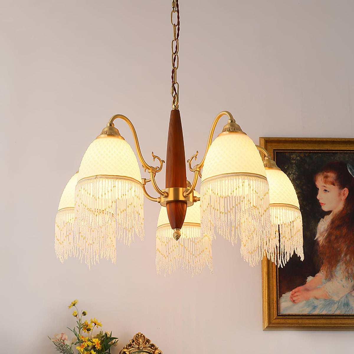 Yave Chandelier Tassel Glass Vintage