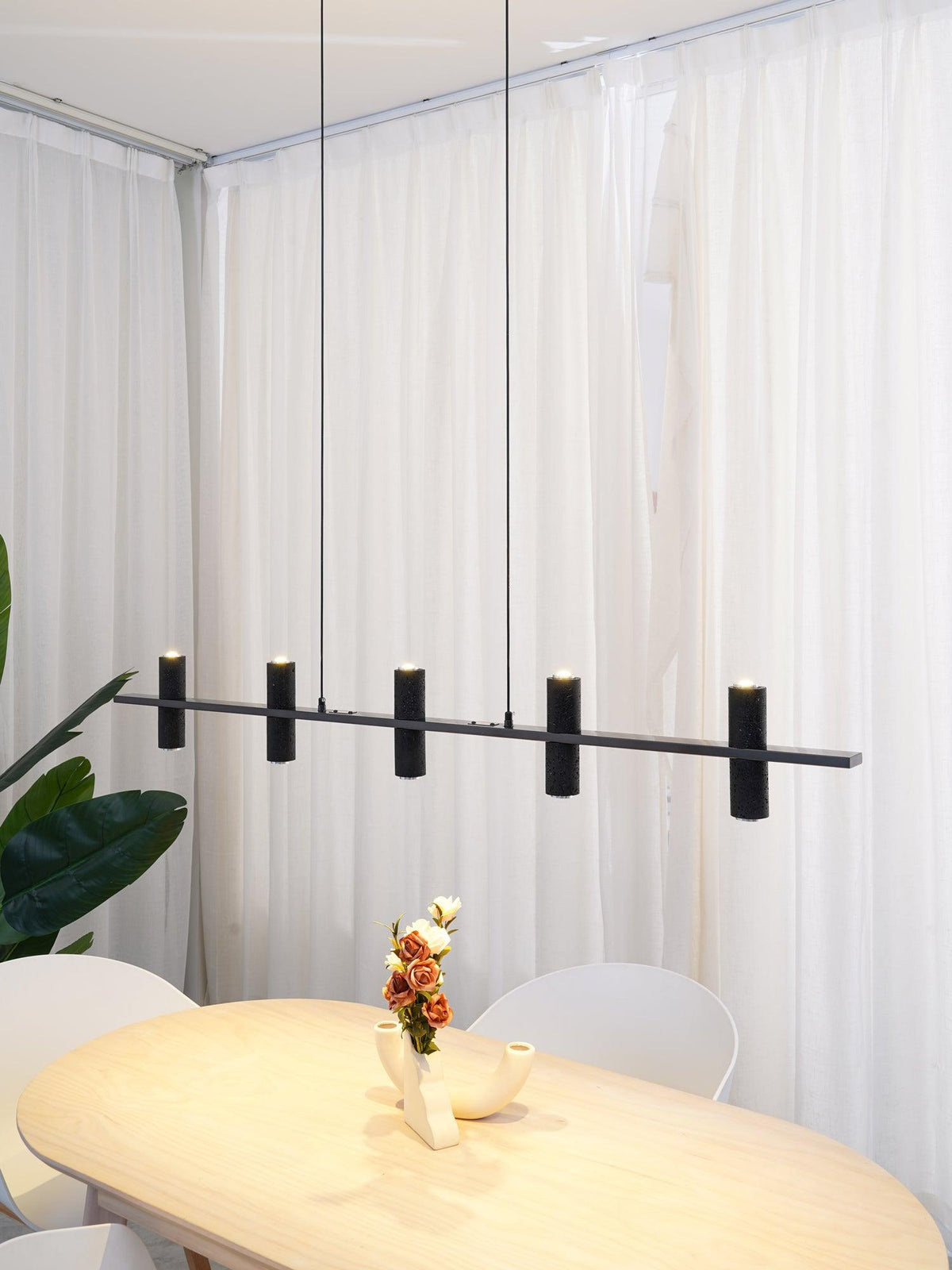 Nernis Pendant Lamp Parallel Black Travertine Minimalist Linear